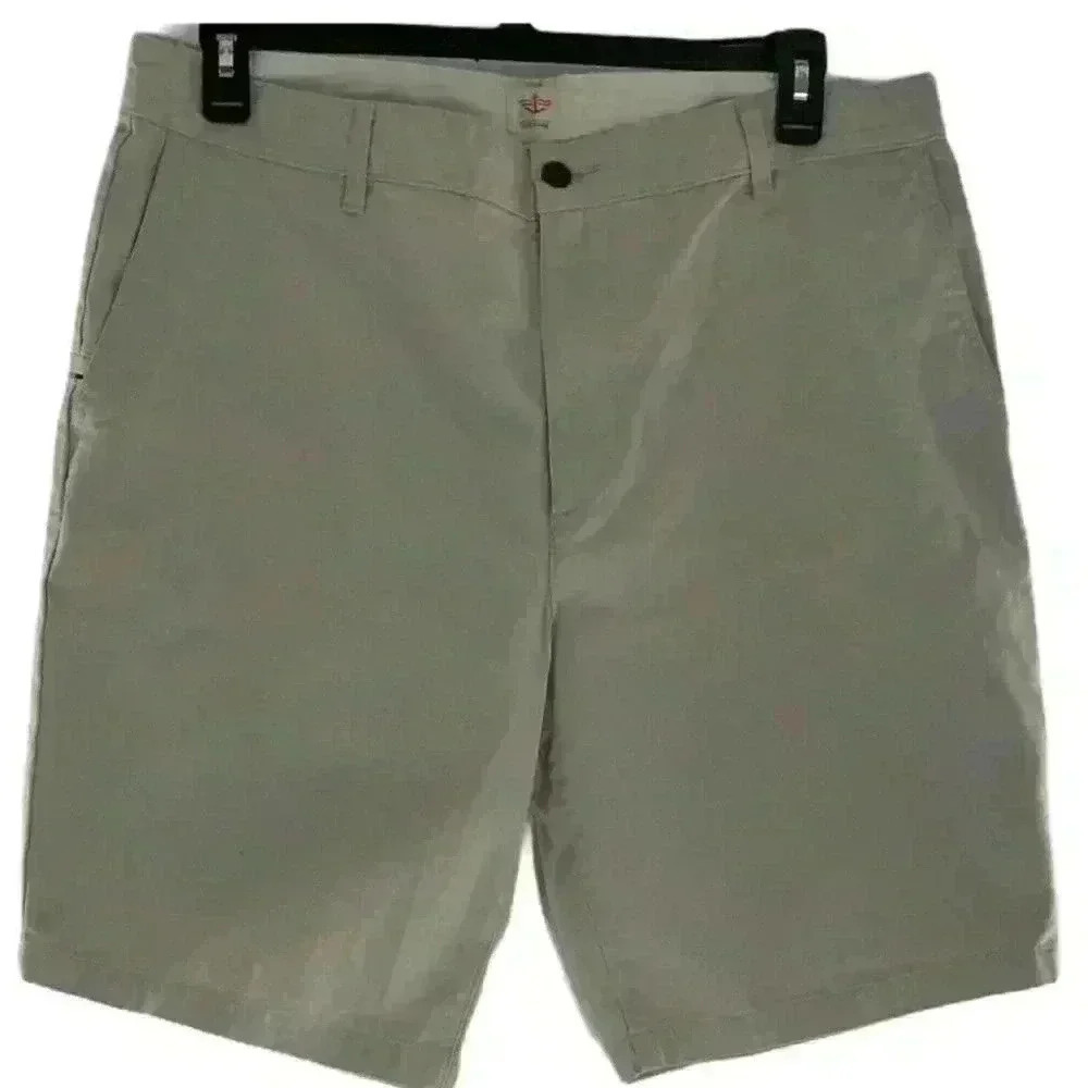 Dockers Men’s Khaki Chino Golf Beige Flat Front Casual Summer Shorts Size 38